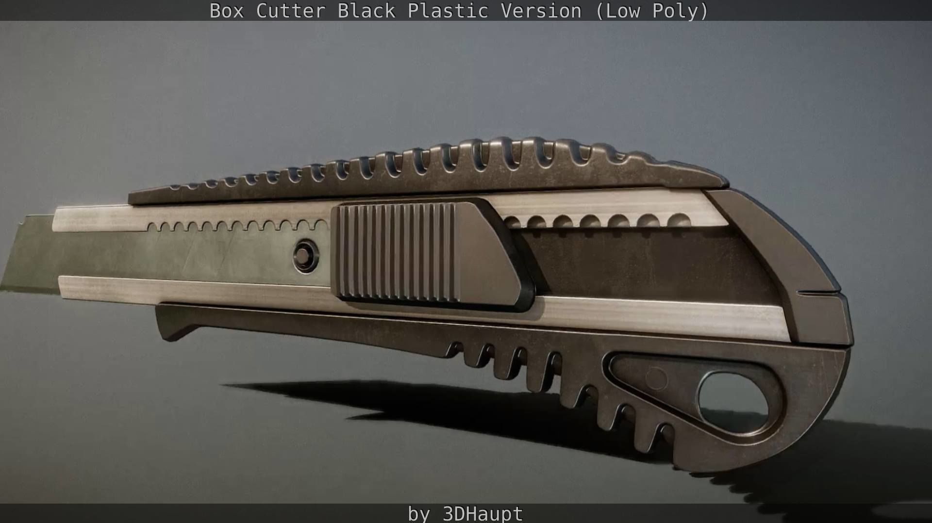 Box Cutter Lowpoly Black Plastic - Gameready - PBR Textures Low-poly 3D model_18