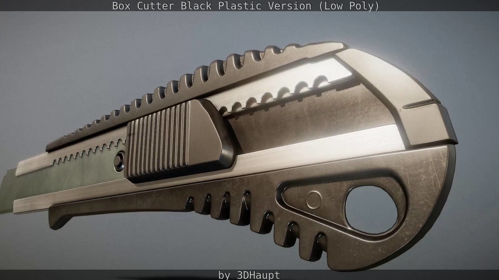 Box Cutter Lowpoly Black Plastic - Gameready - PBR Textures Low-poly 3D model_129