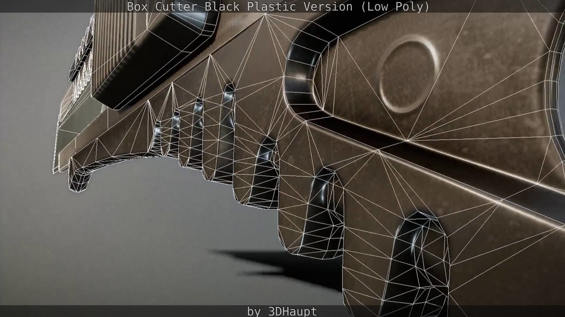 Box Cutter Lowpoly Black Plastic - Gameready - PBR Textures Low-poly 3D model_86