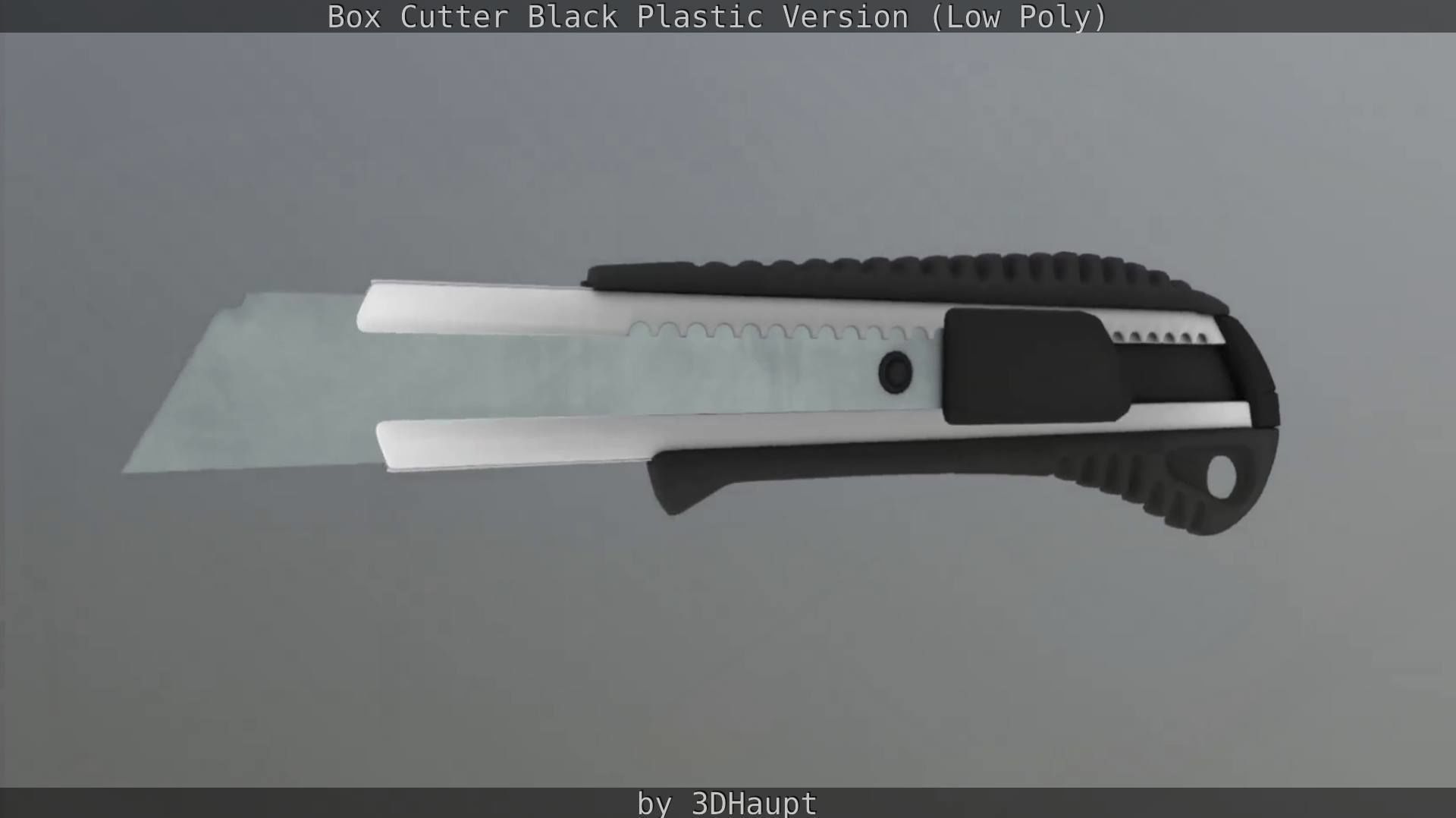 Box Cutter Lowpoly Black Plastic - Gameready - PBR Textures Low-poly 3D model_114
