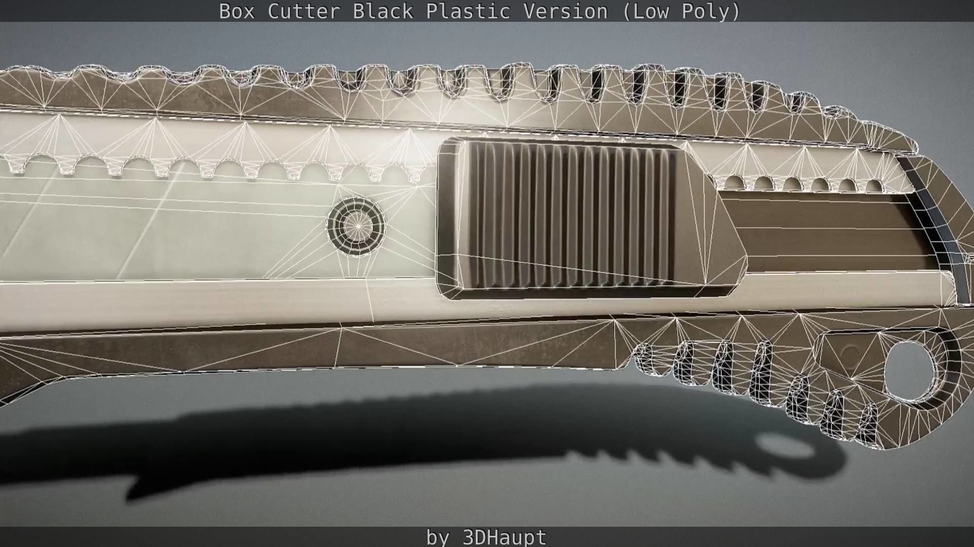 Box Cutter Lowpoly Black Plastic - Gameready - PBR Textures Low-poly 3D model_98