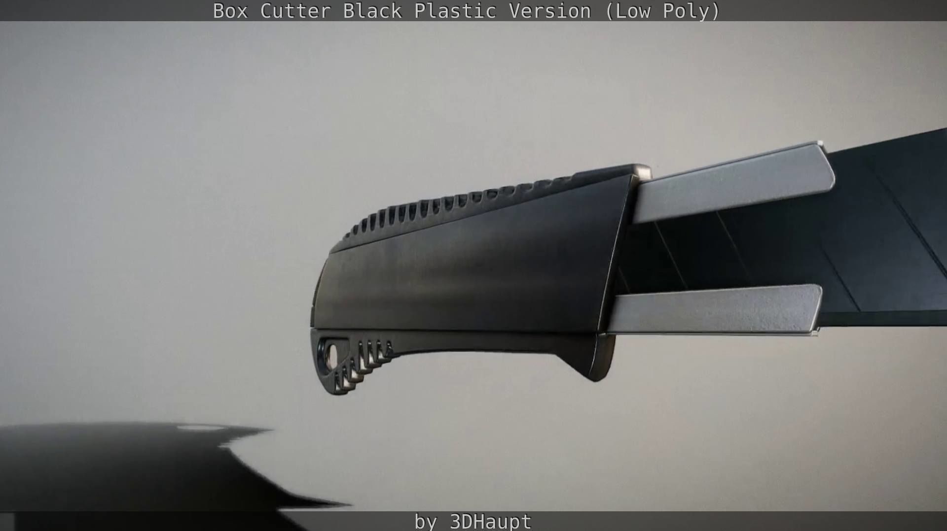 Box Cutter Lowpoly Black Plastic - Gameready - PBR Textures Low-poly 3D model_22