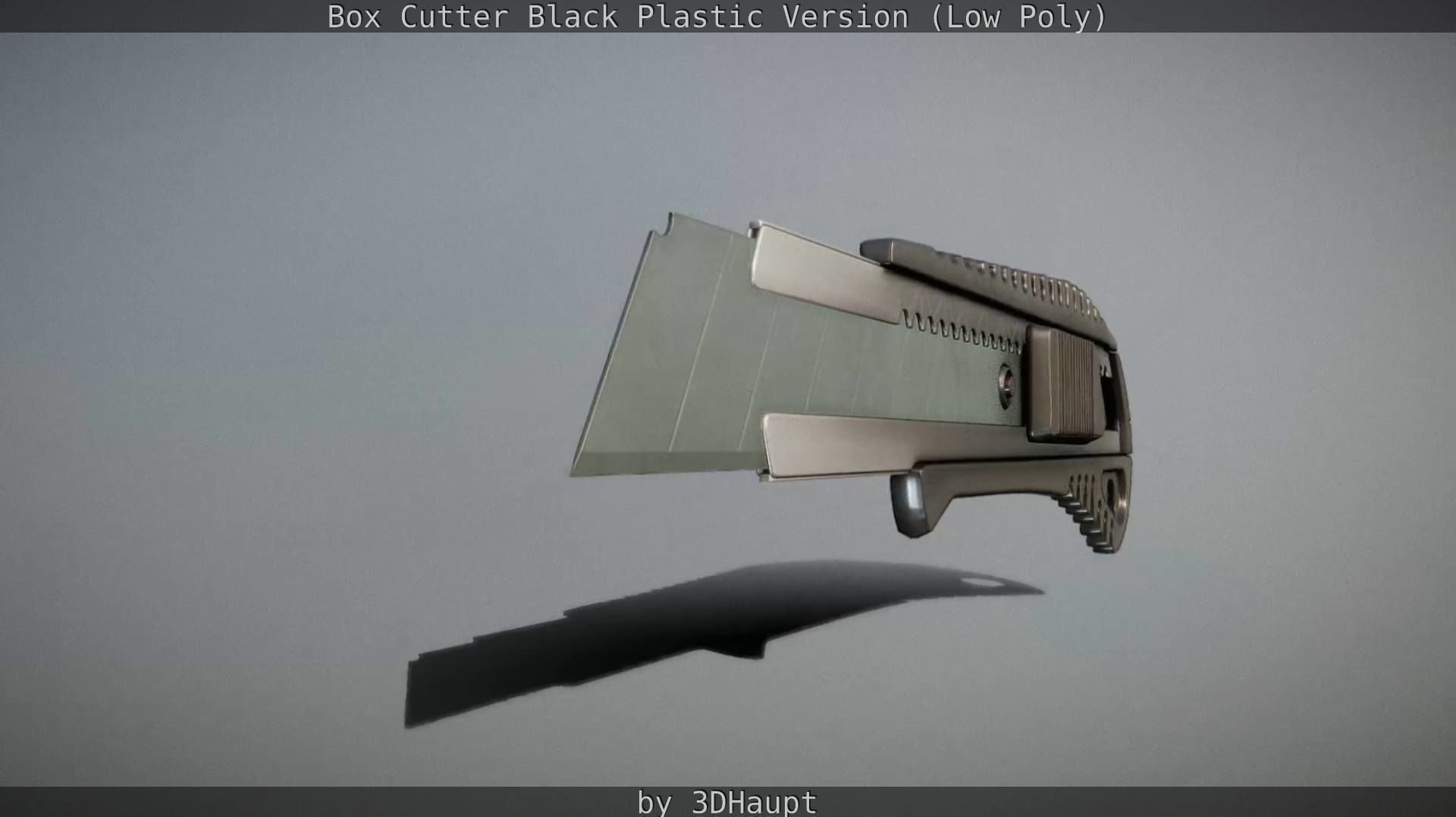 Box Cutter Lowpoly Black Plastic - Gameready - PBR Textures Low-poly 3D model_29