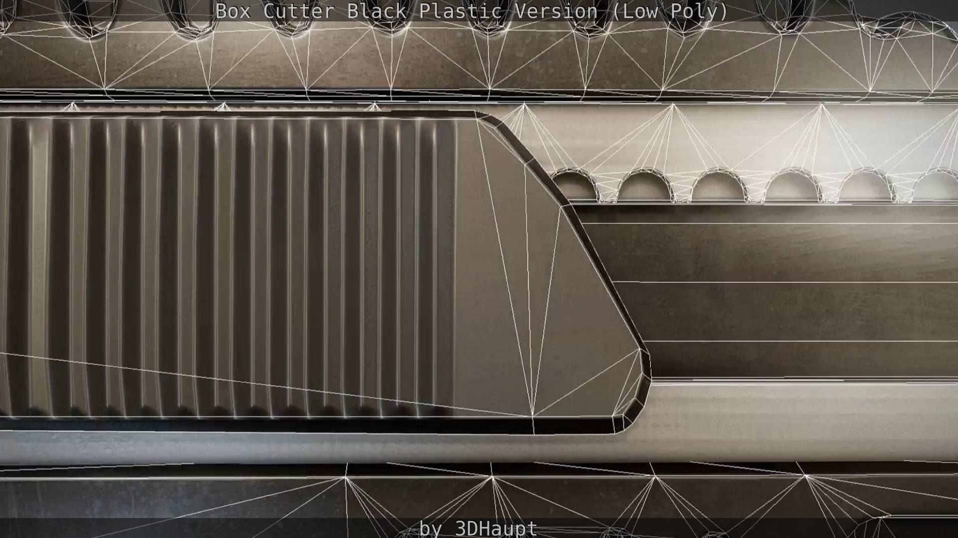 Box Cutter Lowpoly Black Plastic - Gameready - PBR Textures Low-poly 3D model_81