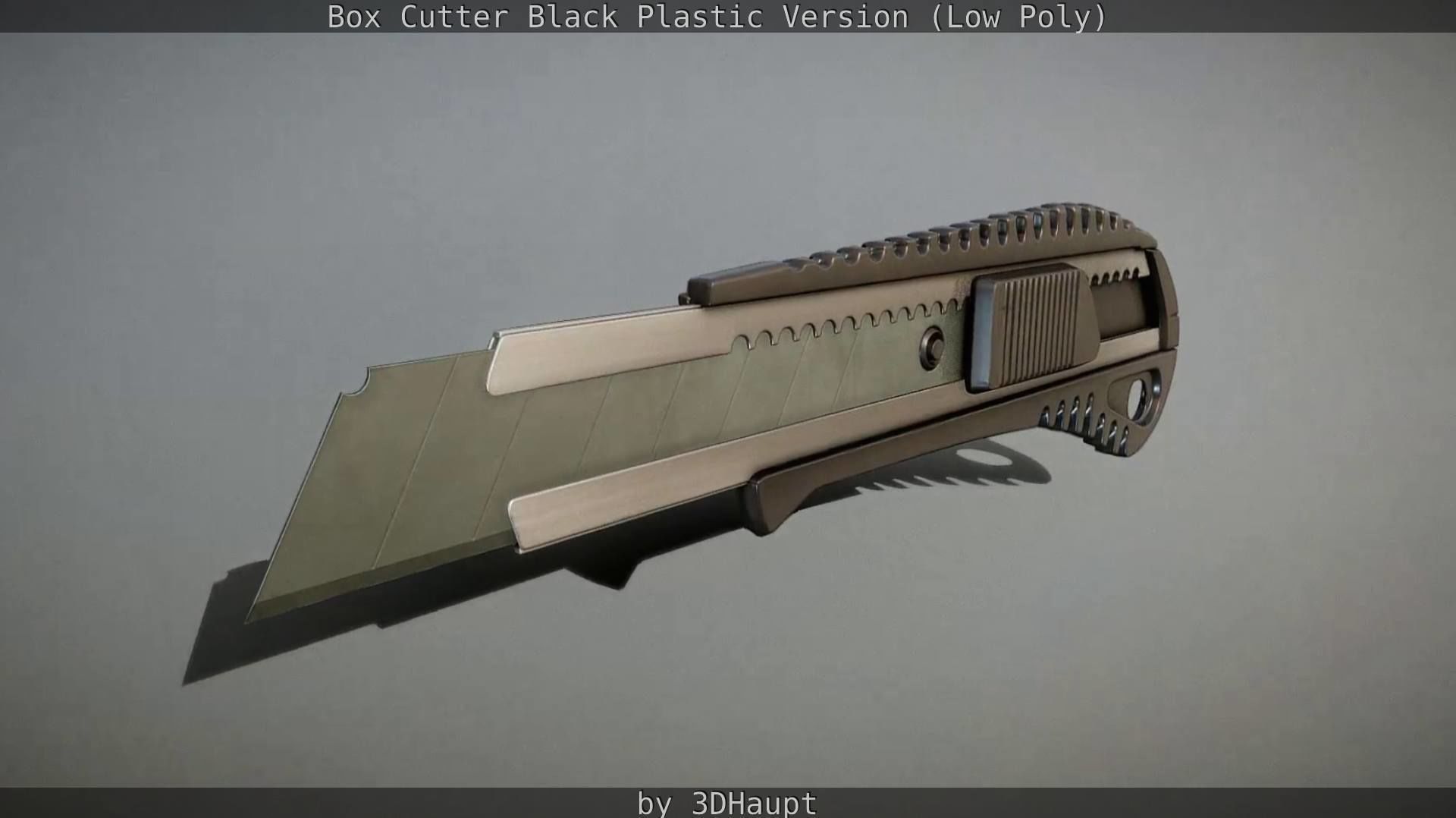 Box Cutter Lowpoly Black Plastic - Gameready - PBR Textures Low-poly 3D model_49
