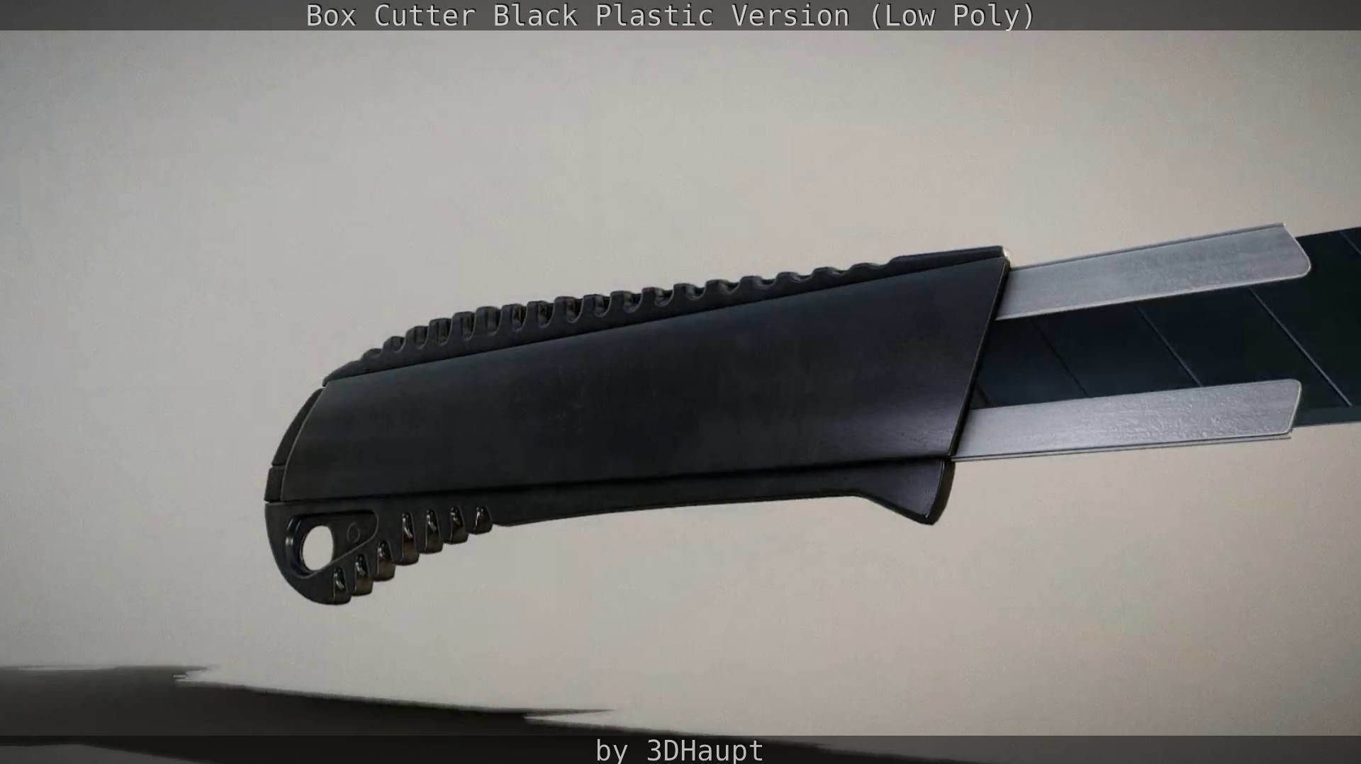 Box Cutter Lowpoly Black Plastic - Gameready - PBR Textures Low-poly 3D model_23