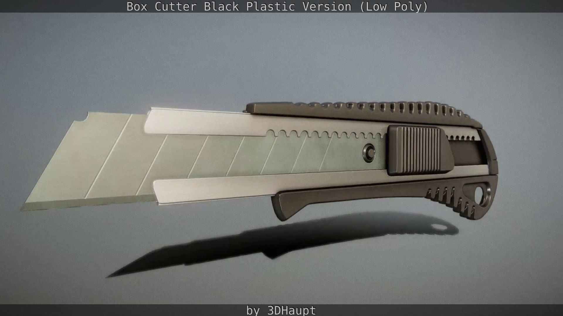 Box Cutter Lowpoly Black Plastic - Gameready - PBR Textures Low-poly 3D model_19