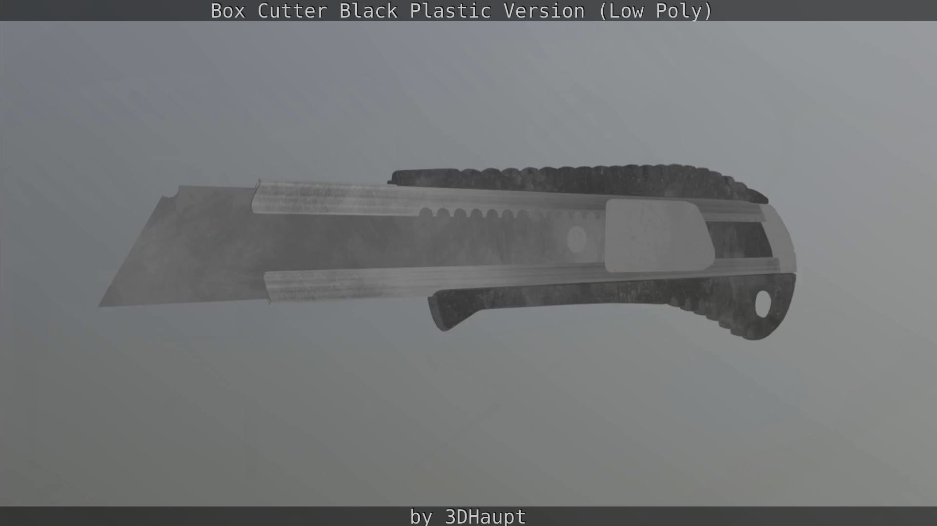 Box Cutter Lowpoly Black Plastic - Gameready - PBR Textures Low-poly 3D model_130