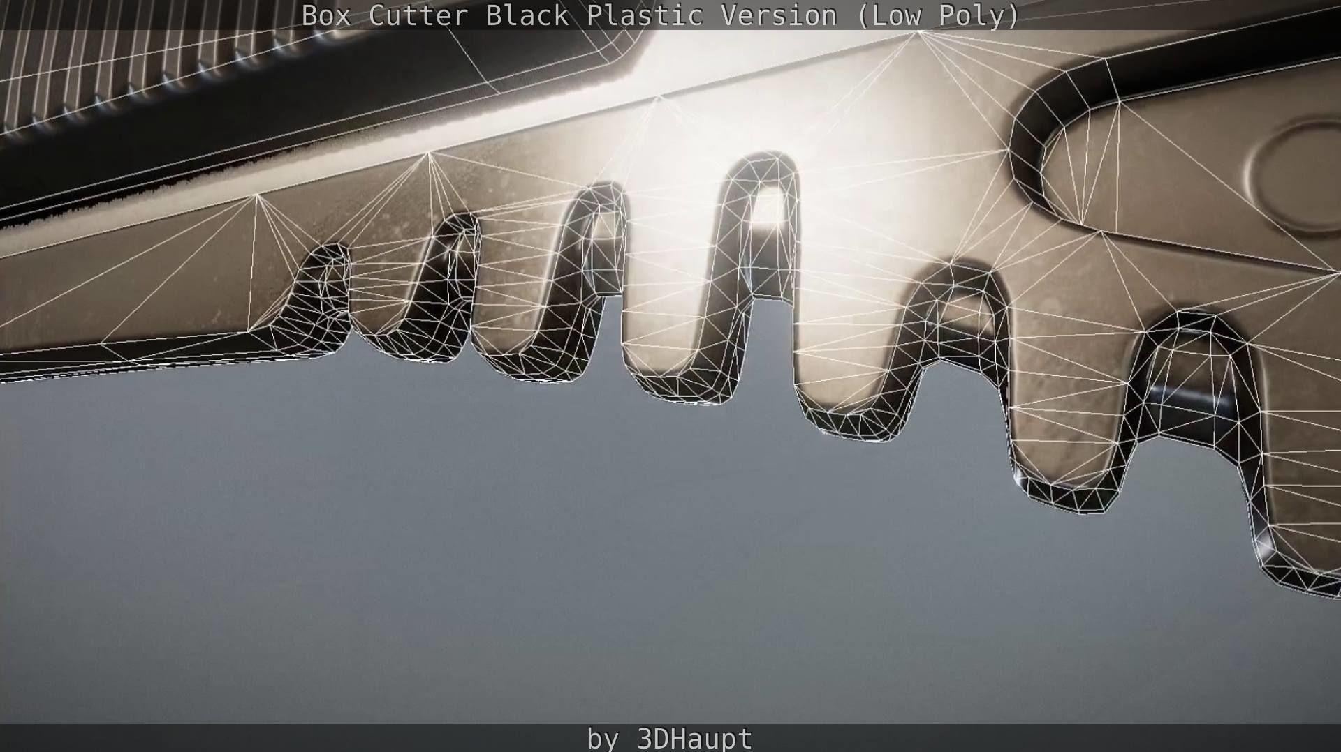 Box Cutter Lowpoly Black Plastic - Gameready - PBR Textures Low-poly 3D model_83