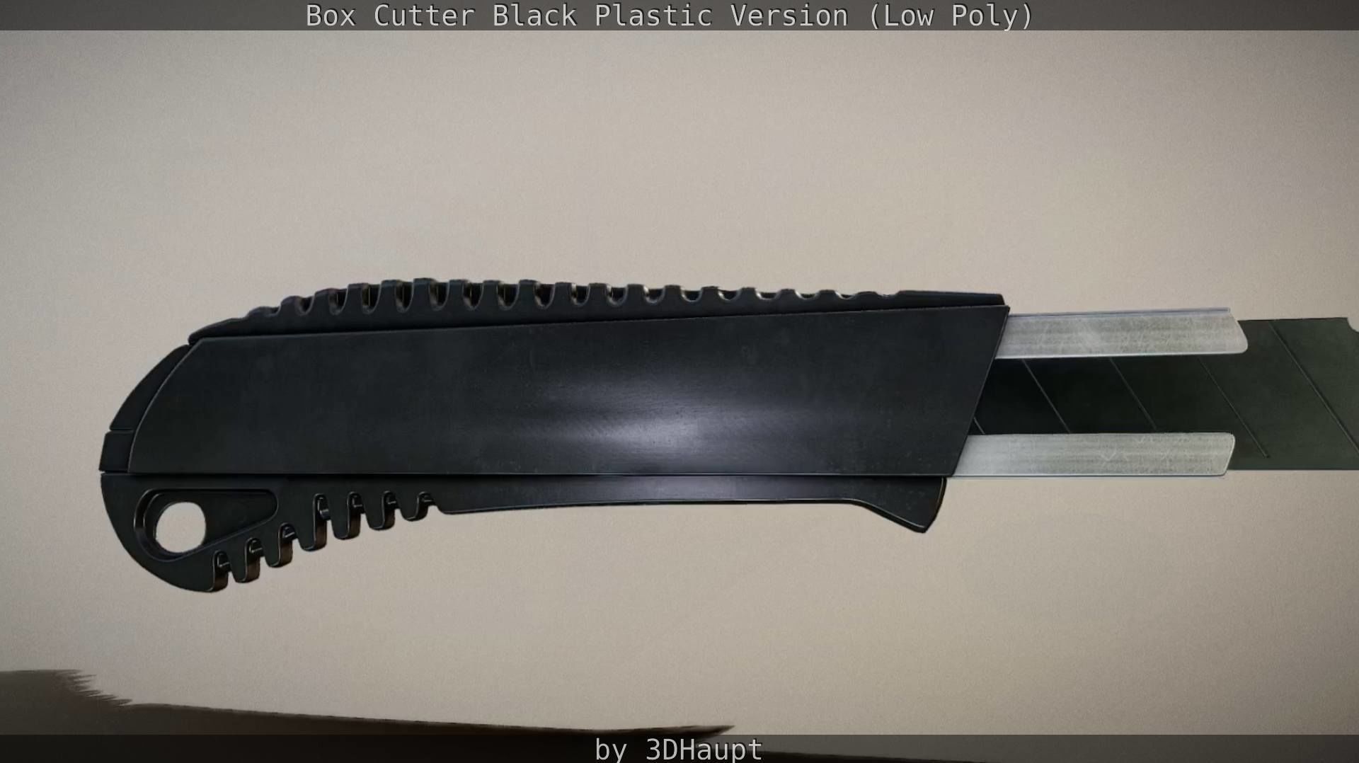Box Cutter Lowpoly Black Plastic - Gameready - PBR Textures Low-poly 3D model_27