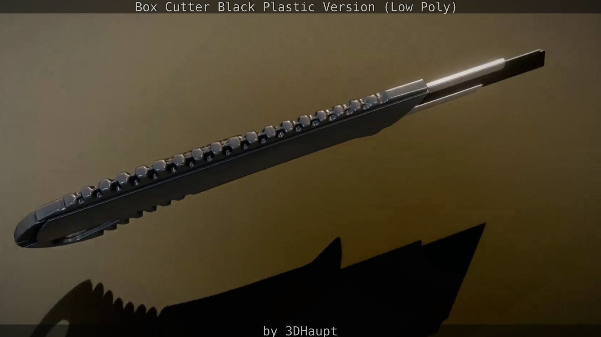 Box Cutter Lowpoly Black Plastic - Gameready - PBR Textures Low-poly 3D model_32