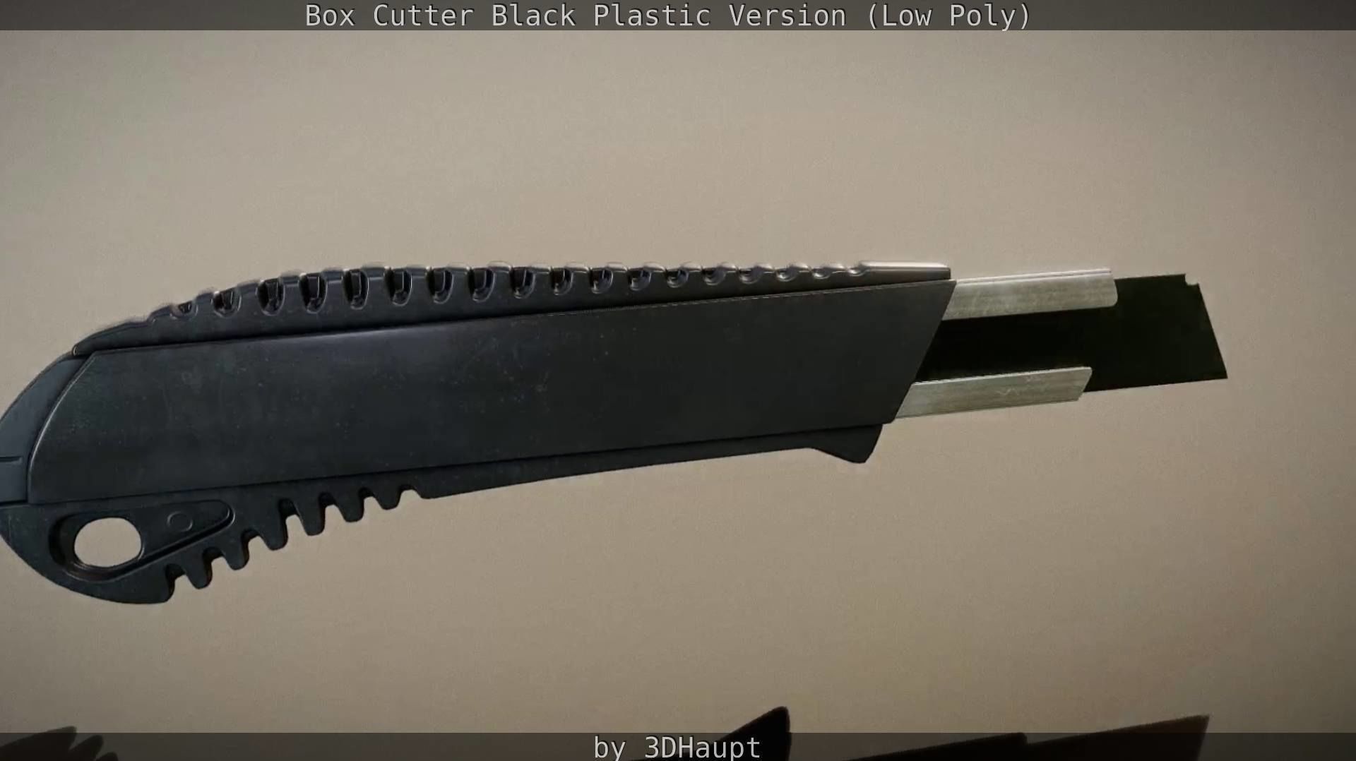 Box Cutter Lowpoly Black Plastic - Gameready - PBR Textures Low-poly 3D model_44
