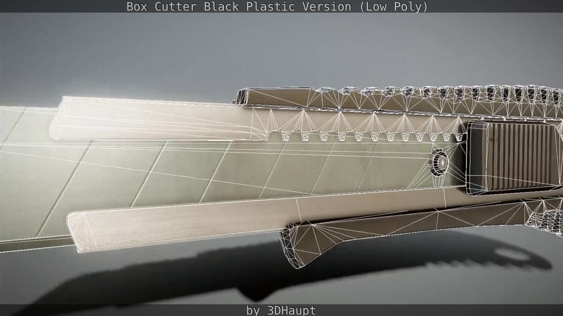 Box Cutter Lowpoly Black Plastic - Gameready - PBR Textures Low-poly 3D model_65