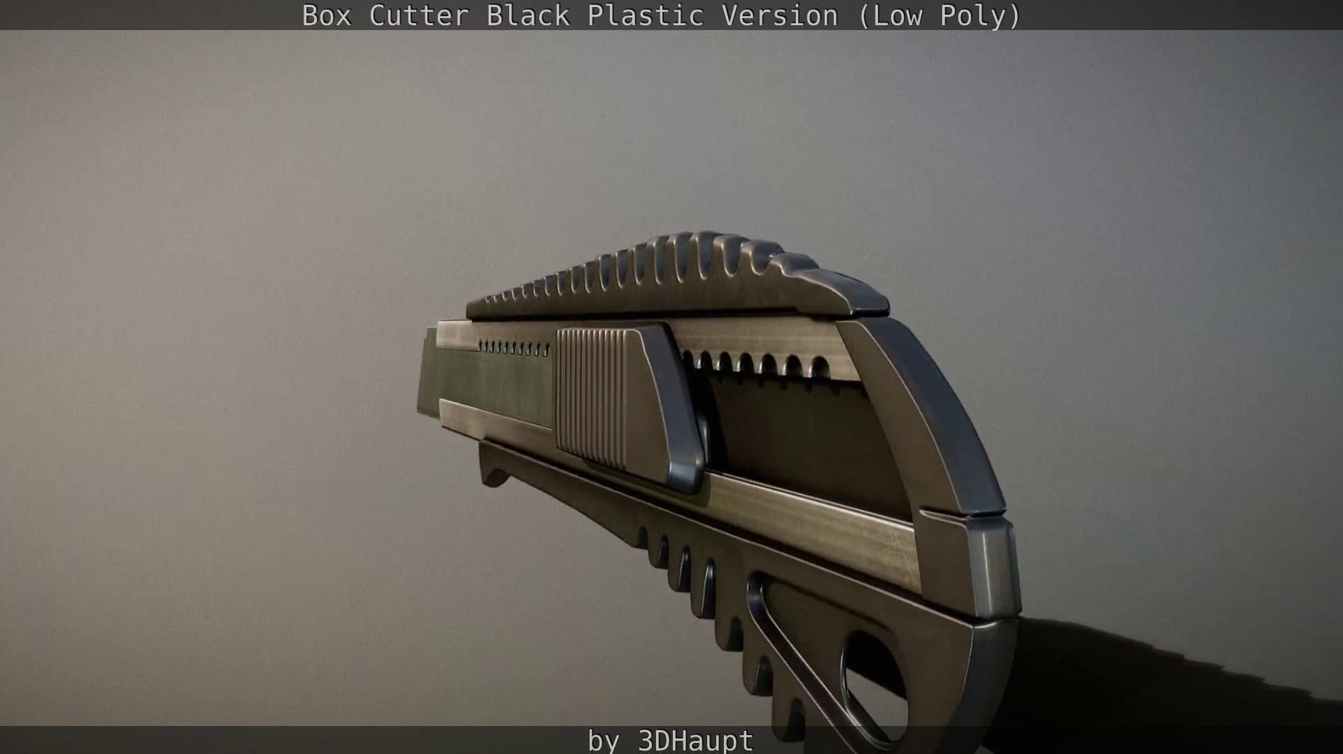 Box Cutter Lowpoly Black Plastic - Gameready - PBR Textures Low-poly 3D model_28