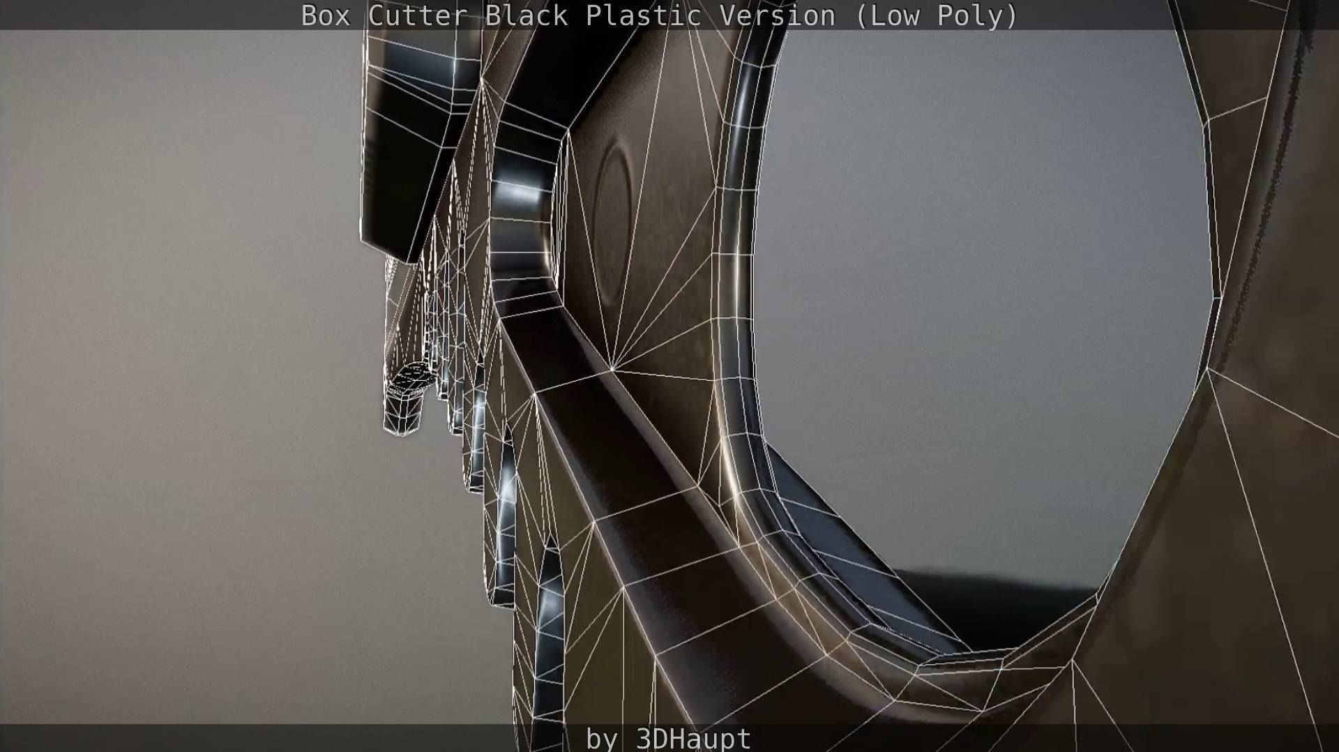 Box Cutter Lowpoly Black Plastic - Gameready - PBR Textures Low-poly 3D model_90