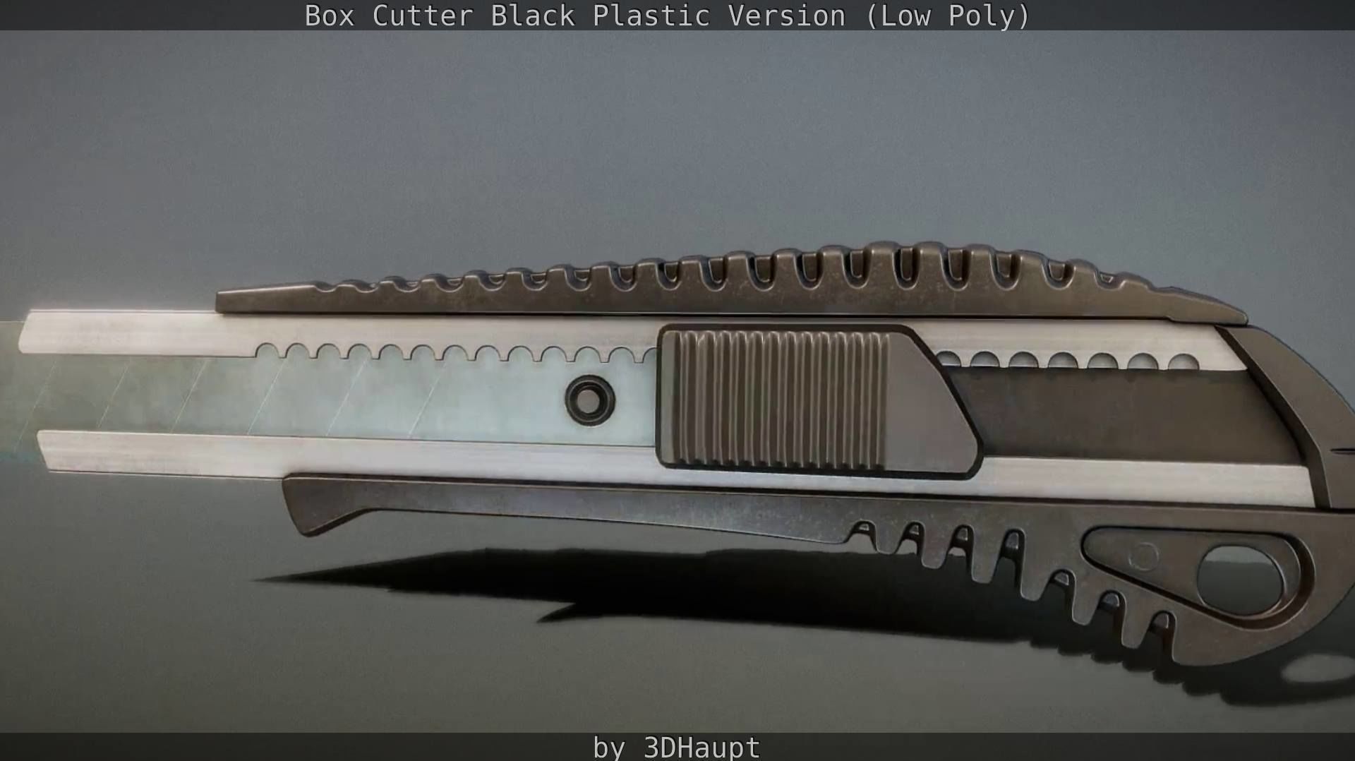 Box Cutter Lowpoly Black Plastic - Gameready - PBR Textures Low-poly 3D model_20