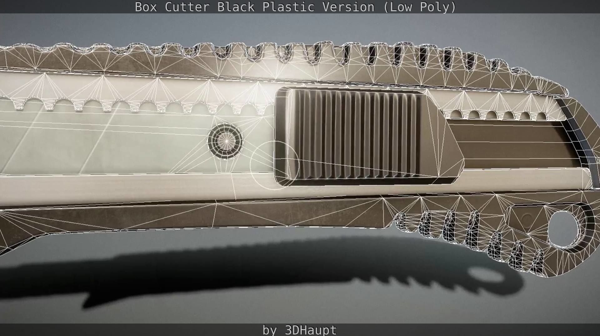 Box Cutter Lowpoly Black Plastic - Gameready - PBR Textures Low-poly 3D model_100