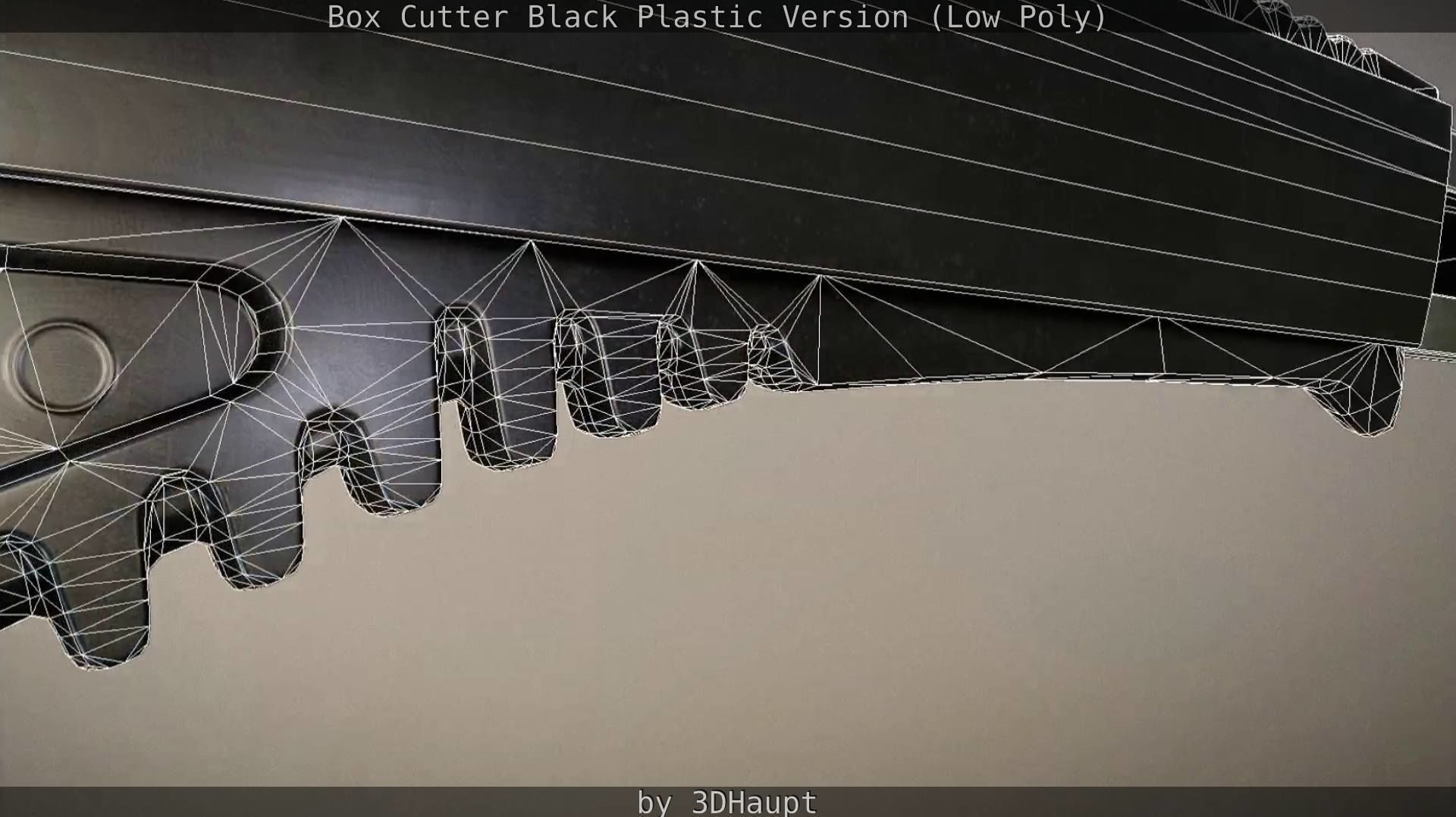 Box Cutter Lowpoly Black Plastic - Gameready - PBR Textures Low-poly 3D model_95