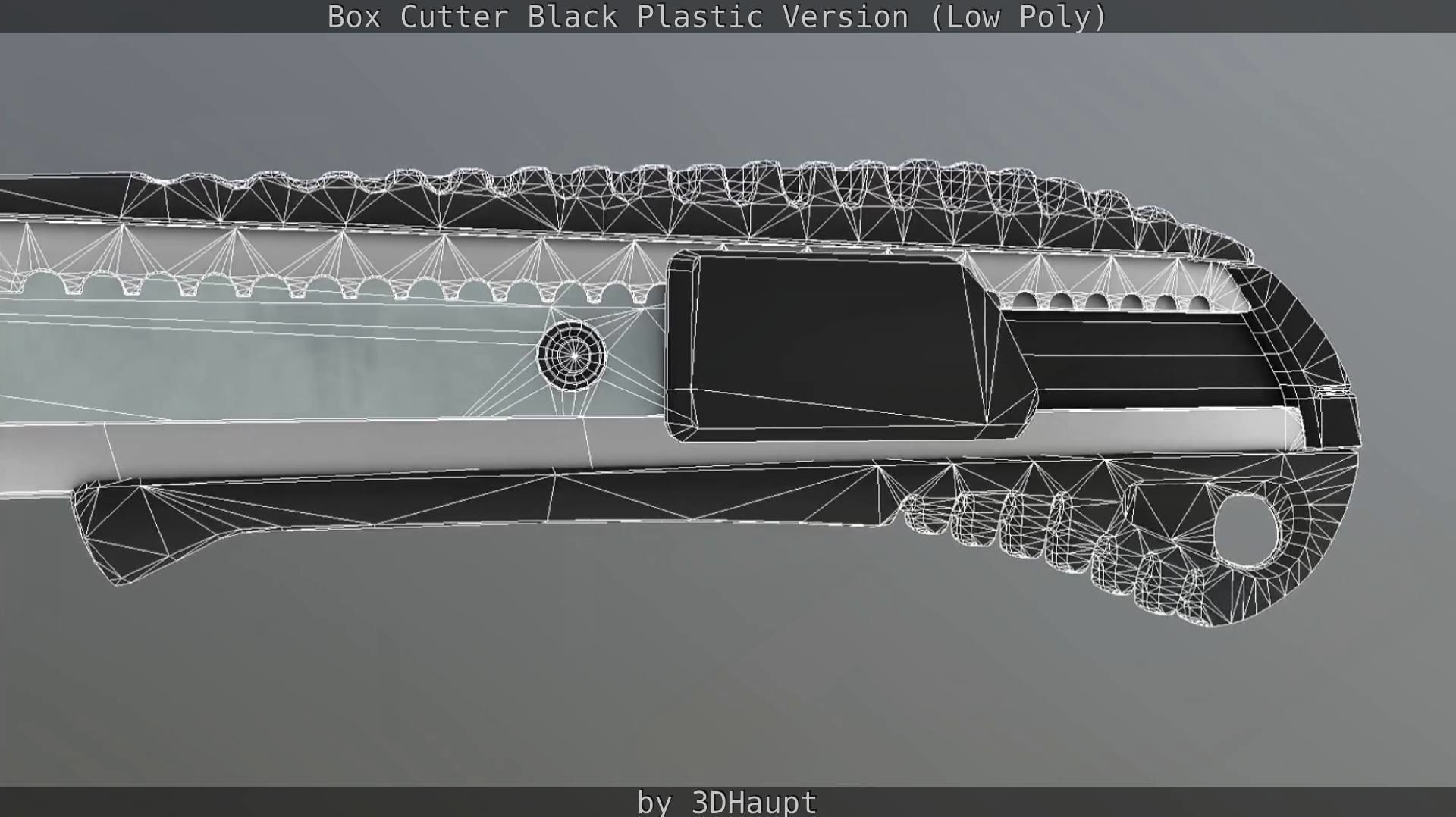 Box Cutter Lowpoly Black Plastic - Gameready - PBR Textures Low-poly 3D model_109