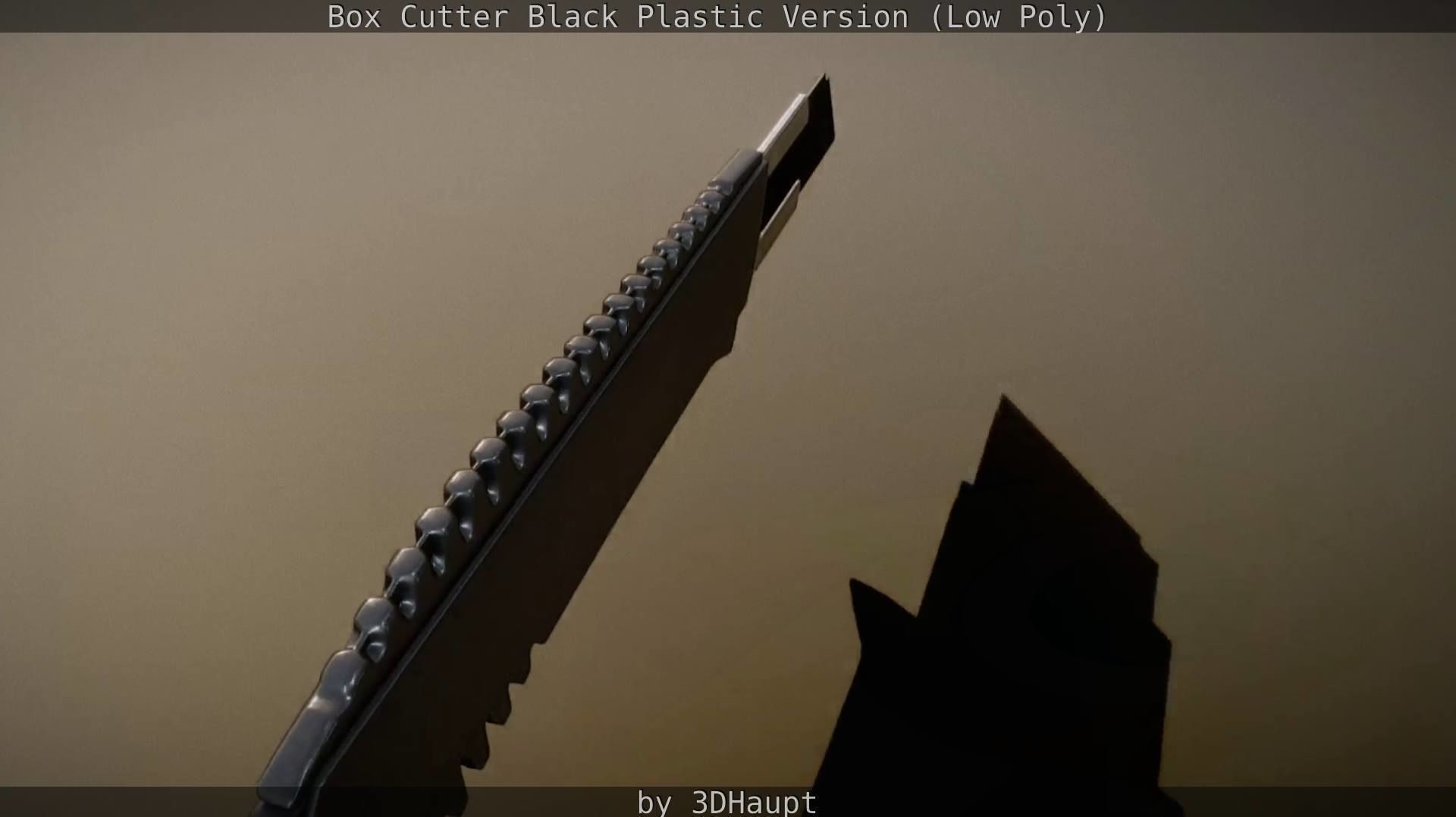 Box Cutter Lowpoly Black Plastic - Gameready - PBR Textures Low-poly 3D model_33