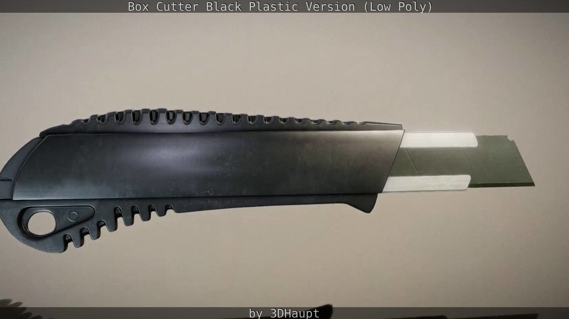 Box Cutter Lowpoly Black Plastic - Gameready - PBR Textures Low-poly 3D model_30