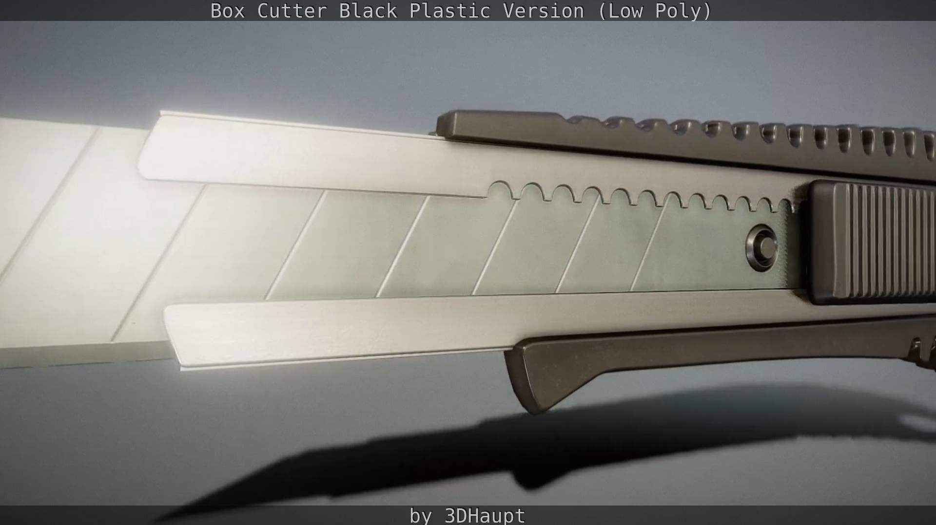 Box Cutter Lowpoly Black Plastic - Gameready - PBR Textures Low-poly 3D model_66