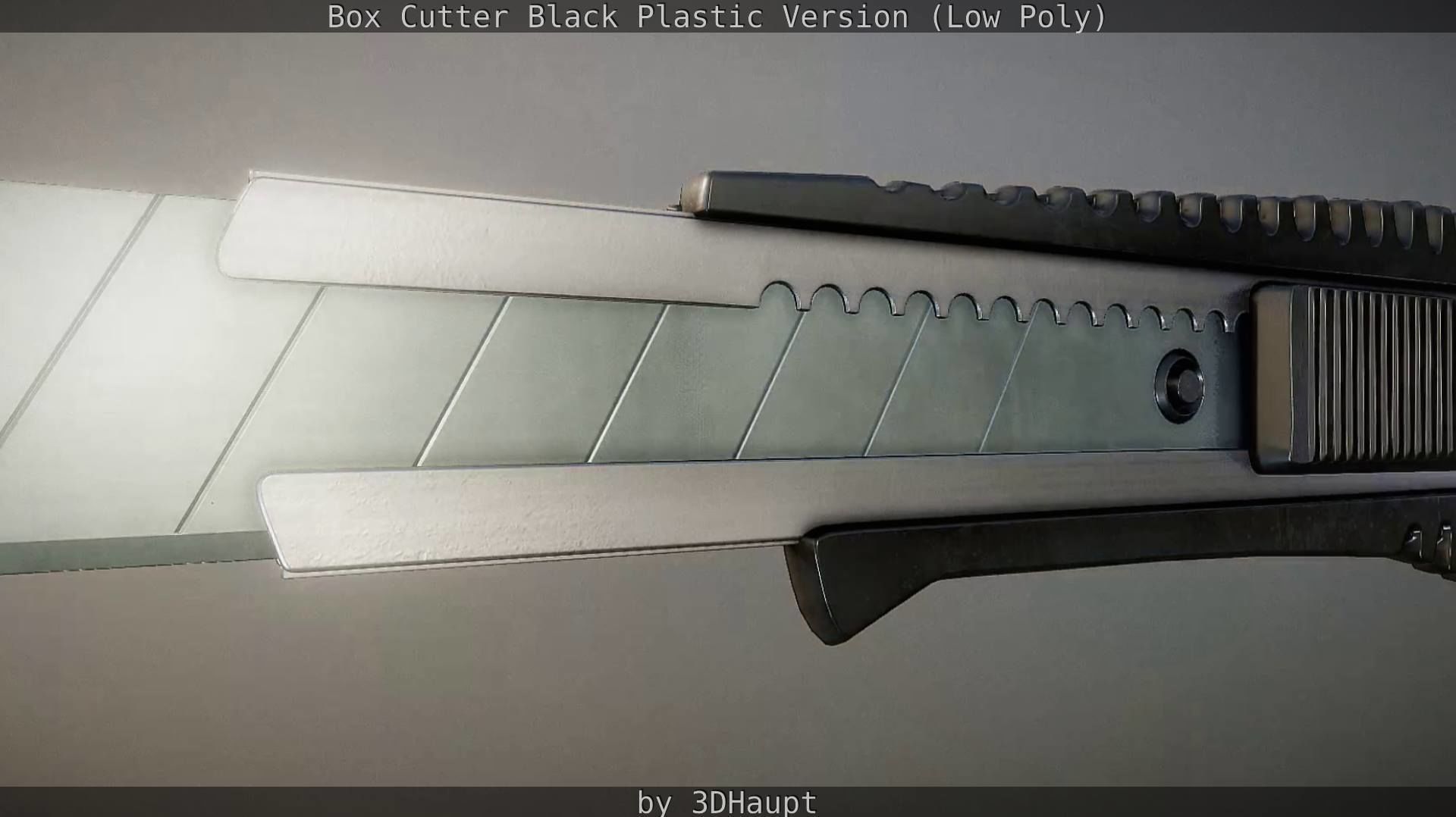 Box Cutter Lowpoly Black Plastic - Gameready - PBR Textures Low-poly 3D model_75