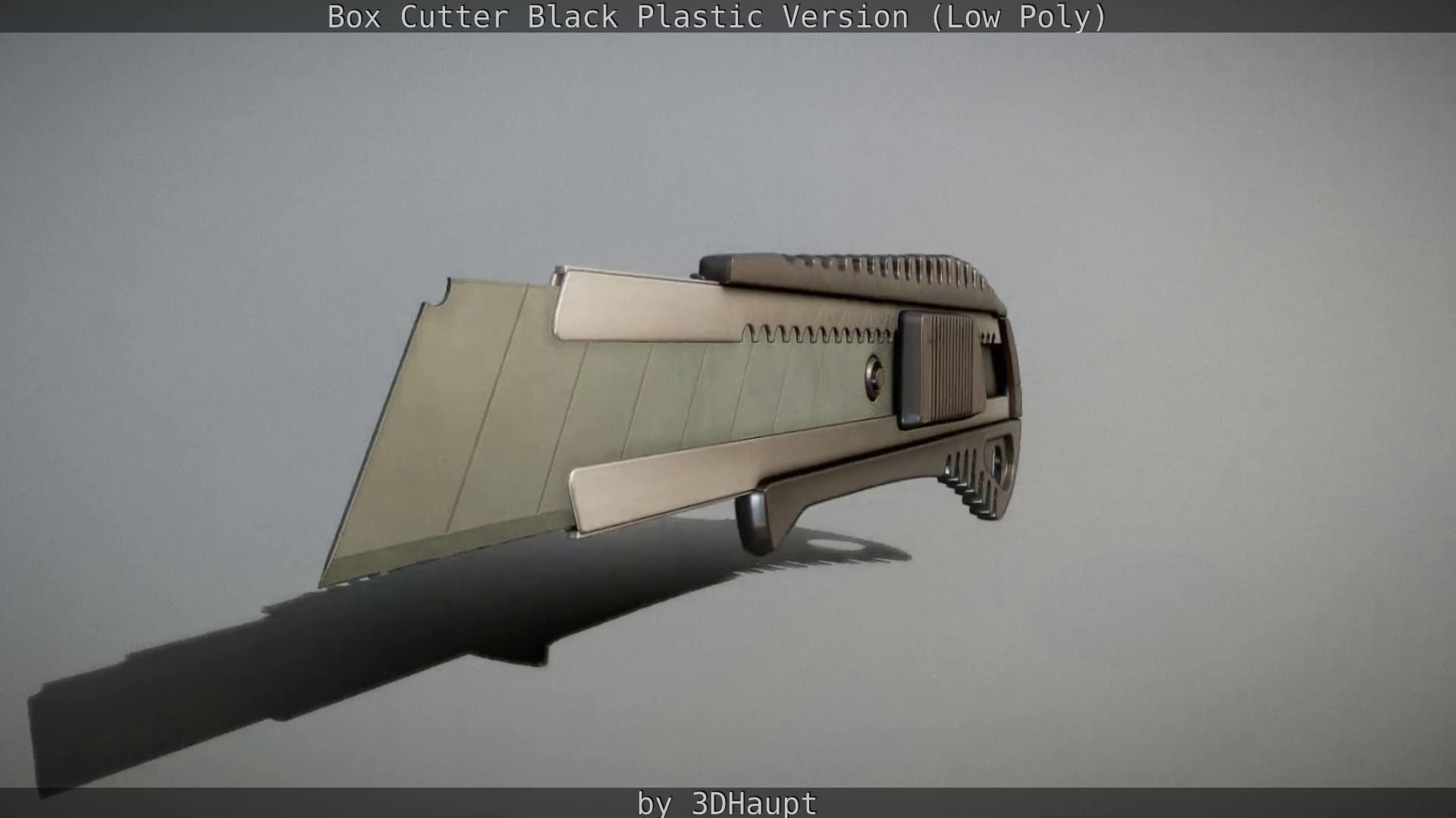 Box Cutter Lowpoly Black Plastic - Gameready - PBR Textures Low-poly 3D model_94