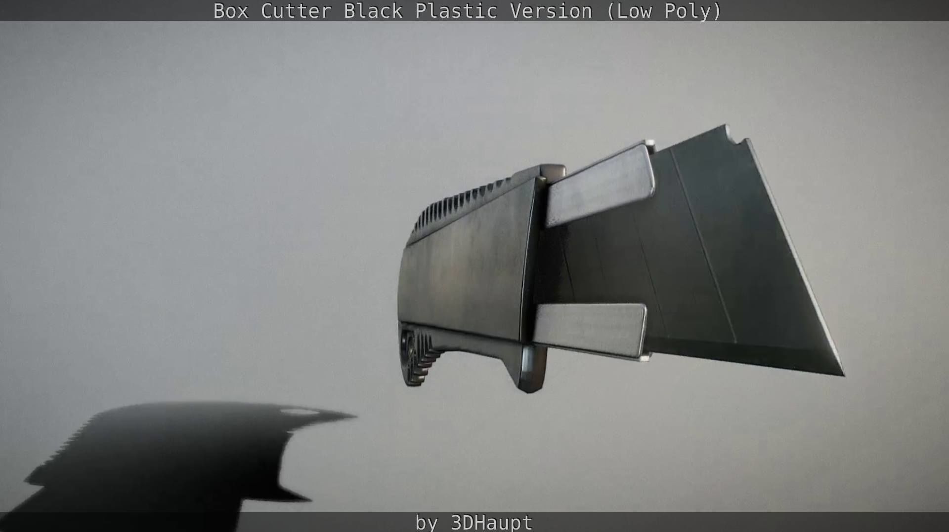 Box Cutter Lowpoly Black Plastic - Gameready - PBR Textures Low-poly 3D model_21