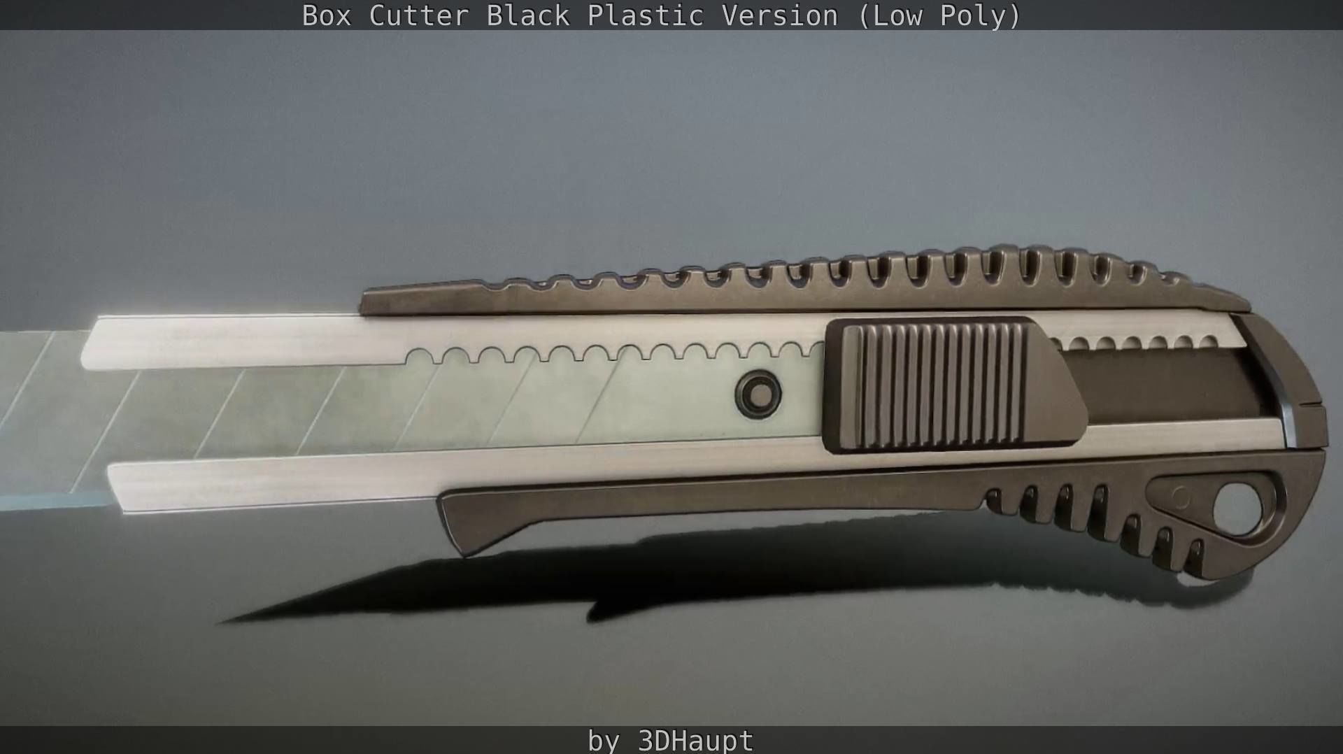 Box Cutter Lowpoly Black Plastic - Gameready - PBR Textures Low-poly 3D model_17