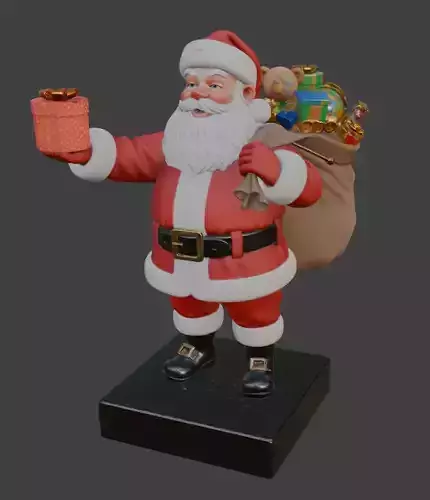 Santa Claus with Gift Sack 3D Print