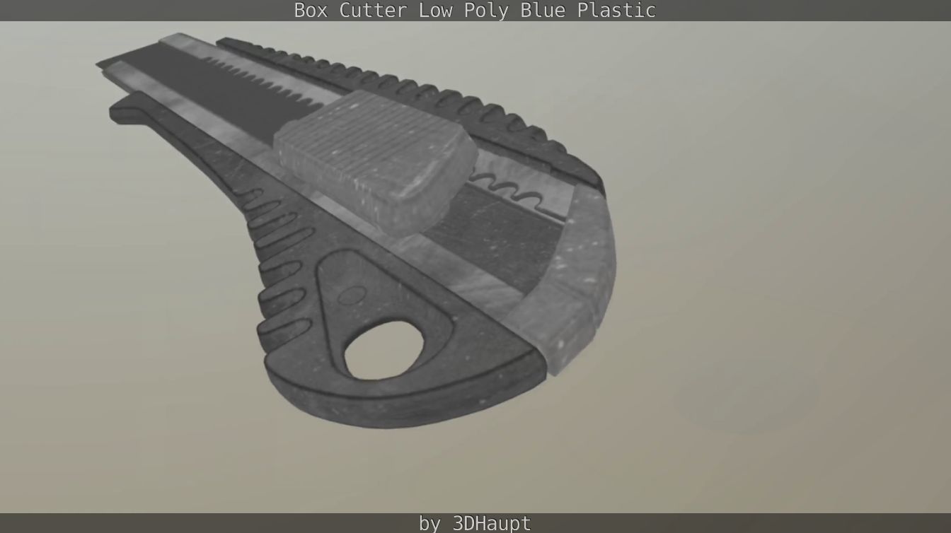 Box Cutter Lowpoly Blue Plastic - Gameready - PBR Textures Low-poly 3D model_68