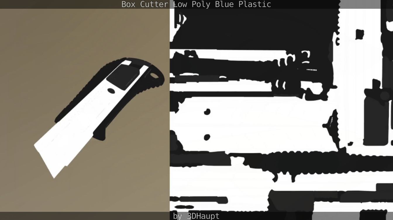 Box Cutter Lowpoly Blue Plastic - Gameready - PBR Textures Low-poly 3D model_92
