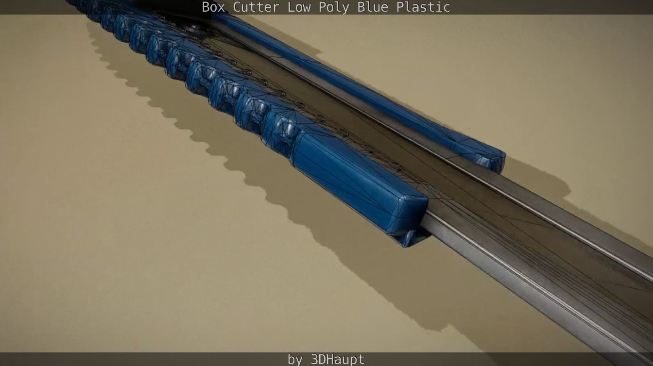 Box Cutter Lowpoly Blue Plastic - Gameready - PBR Textures Low-poly 3D model_57