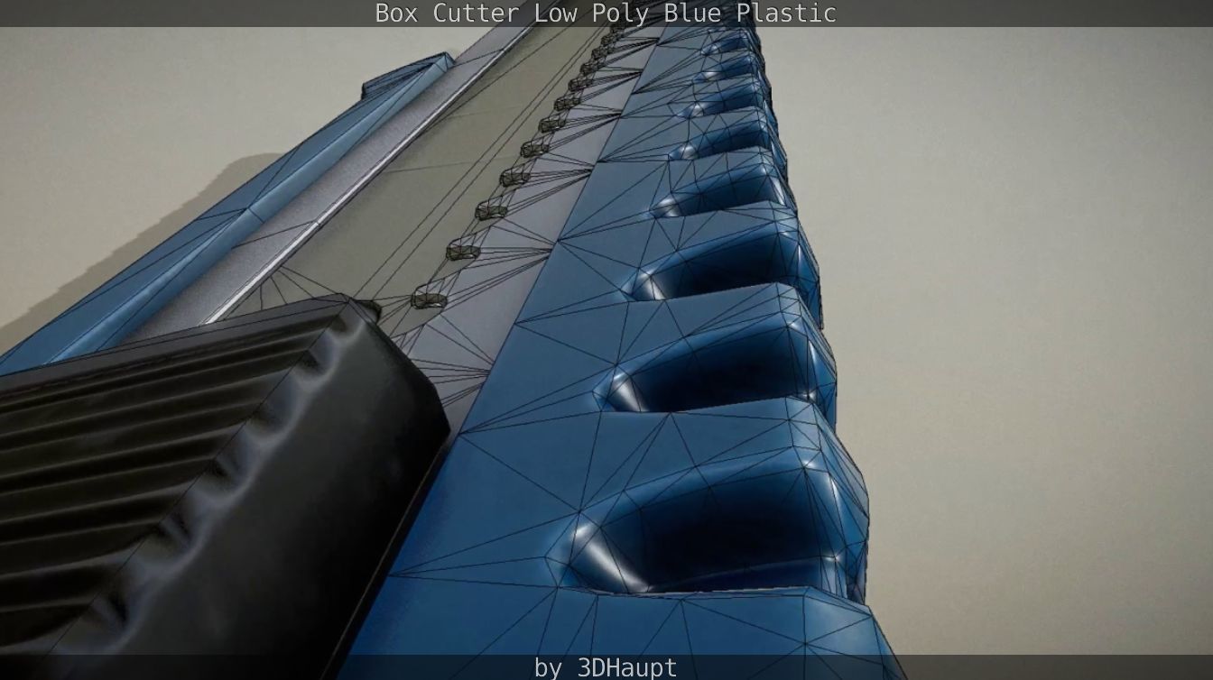 Box Cutter Lowpoly Blue Plastic - Gameready - PBR Textures Low-poly 3D model_59