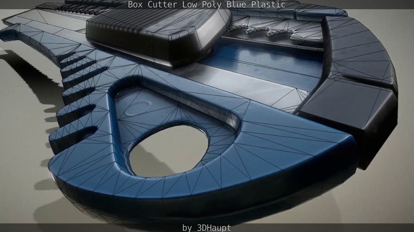Box Cutter Lowpoly Blue Plastic - Gameready - PBR Textures Low-poly 3D model_69