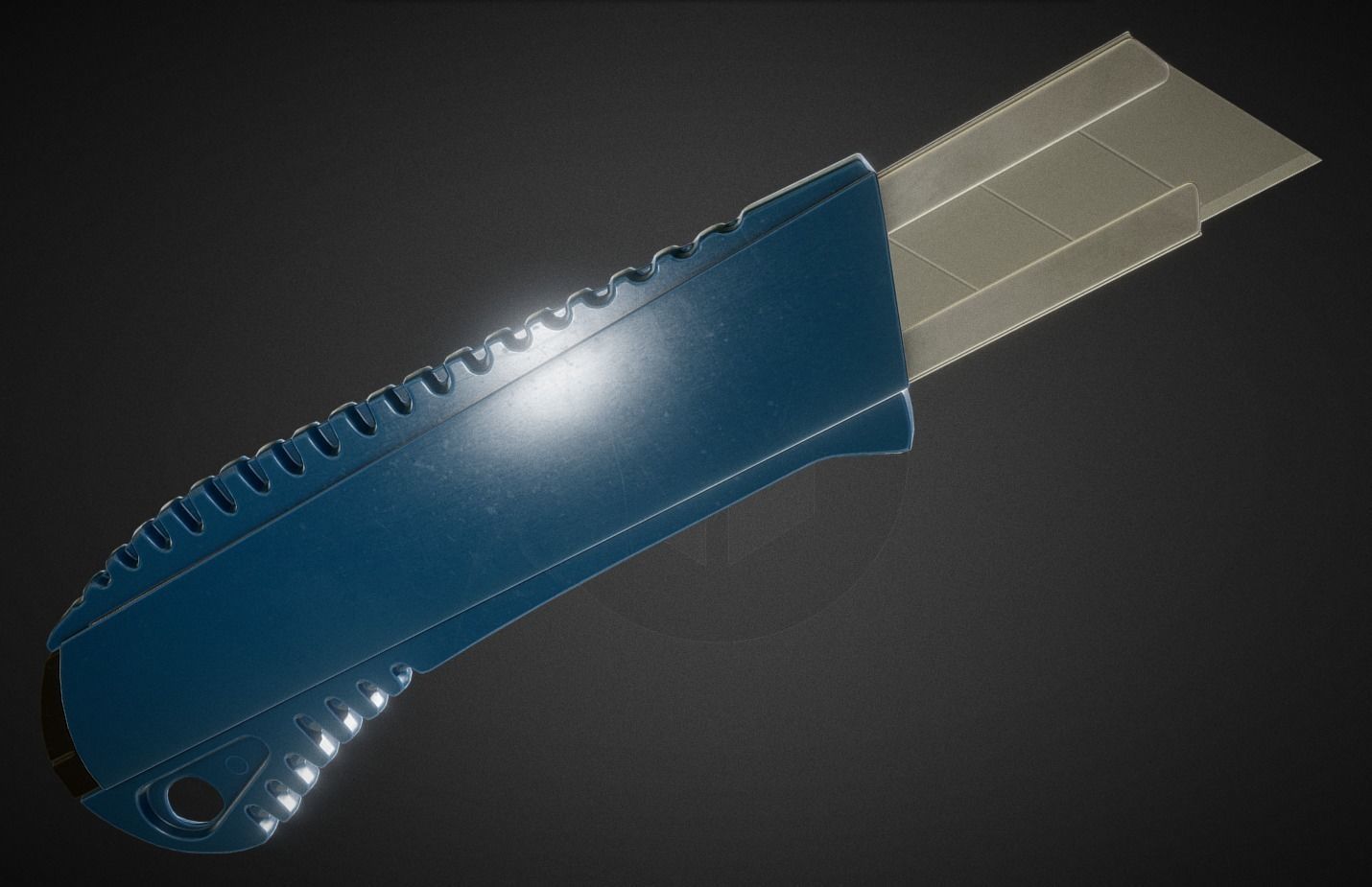 Box Cutter Lowpoly Blue Plastic - Gameready - PBR Textures Low-poly 3D model_17