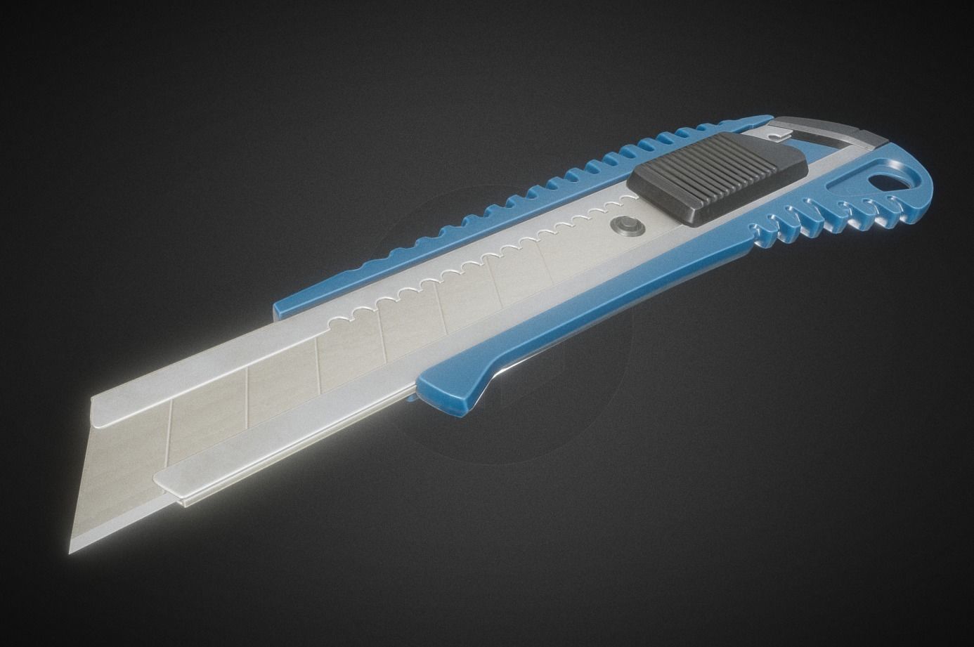Box Cutter Lowpoly Blue Plastic - Gameready - PBR Textures Low-poly 3D model_0