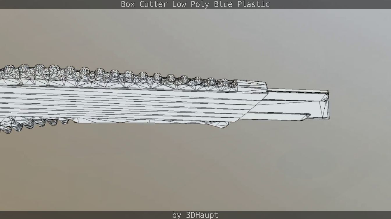 Box Cutter Lowpoly Blue Plastic - Gameready - PBR Textures Low-poly 3D model_103