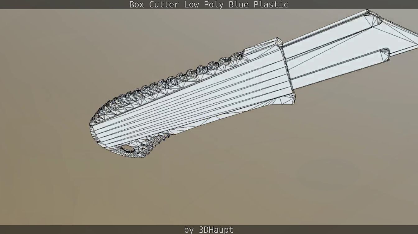 Box Cutter Lowpoly Blue Plastic - Gameready - PBR Textures Low-poly 3D model_102
