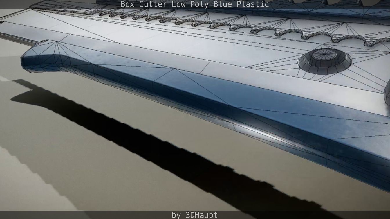 Box Cutter Lowpoly Blue Plastic - Gameready - PBR Textures Low-poly 3D model_62