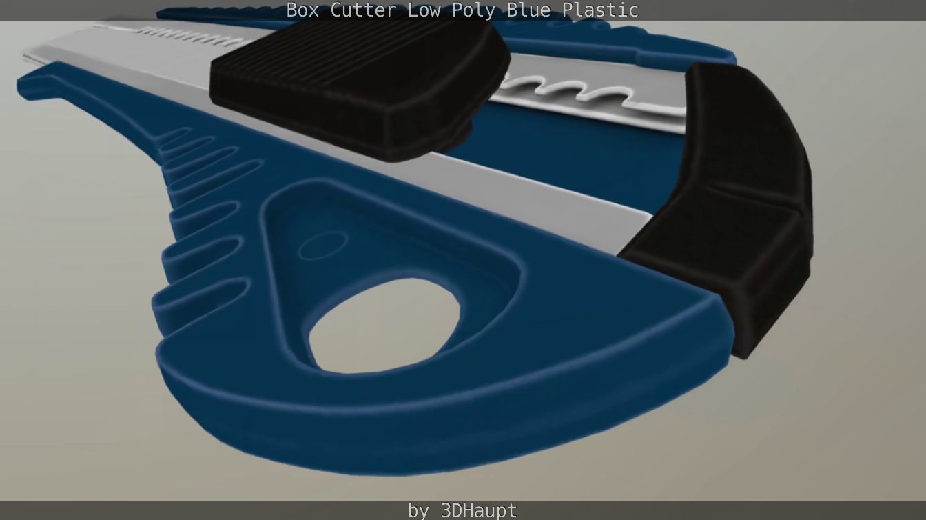Box Cutter Lowpoly Blue Plastic - Gameready - PBR Textures Low-poly 3D model_64