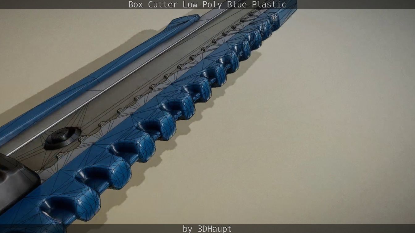 Box Cutter Lowpoly Blue Plastic - Gameready - PBR Textures Low-poly 3D model_58