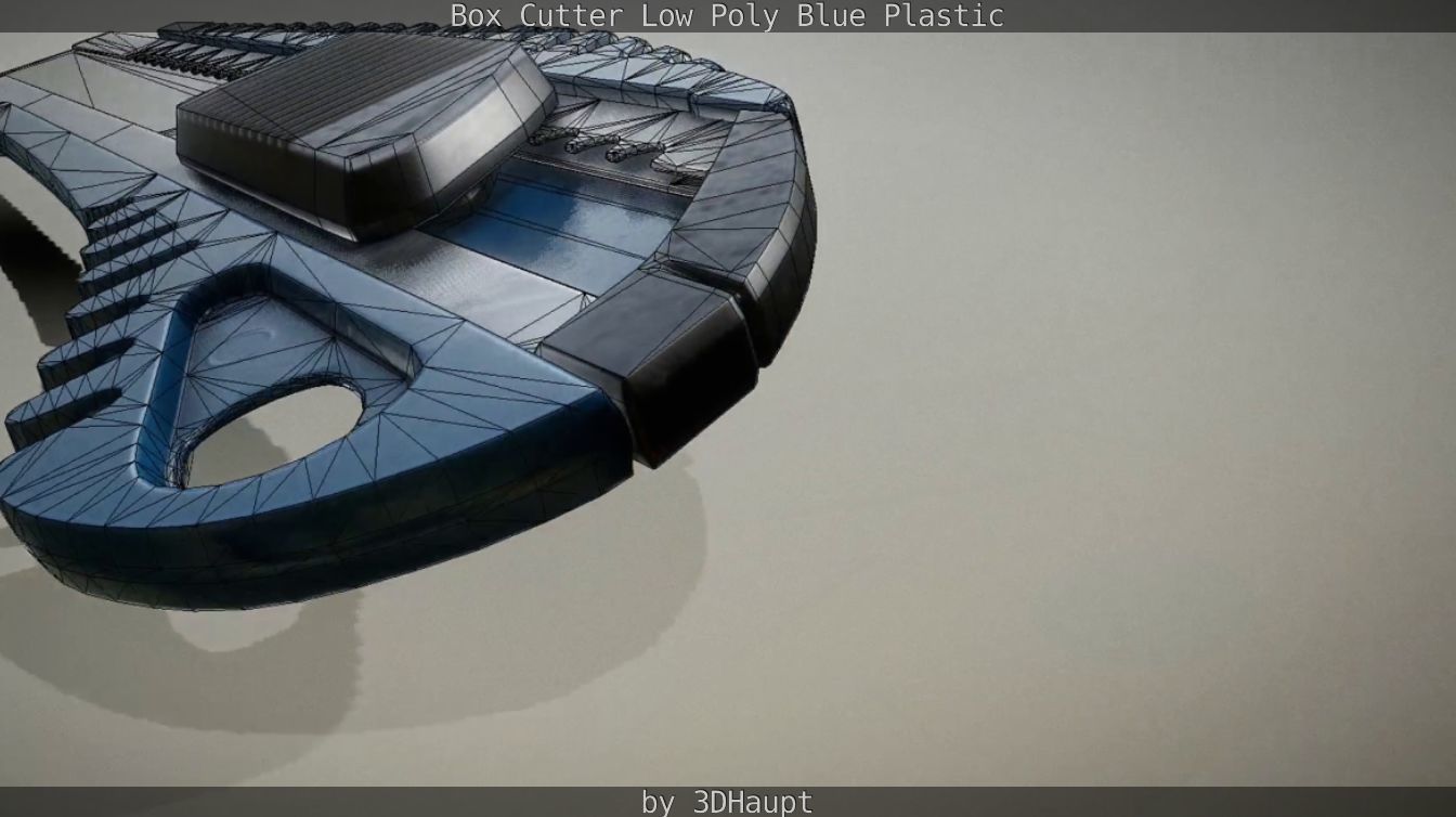 Box Cutter Lowpoly Blue Plastic - Gameready - PBR Textures Low-poly 3D model_63