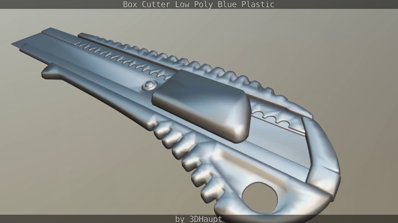Box Cutter Lowpoly Blue Plastic - Gameready - PBR Textures Low-poly 3D model_91