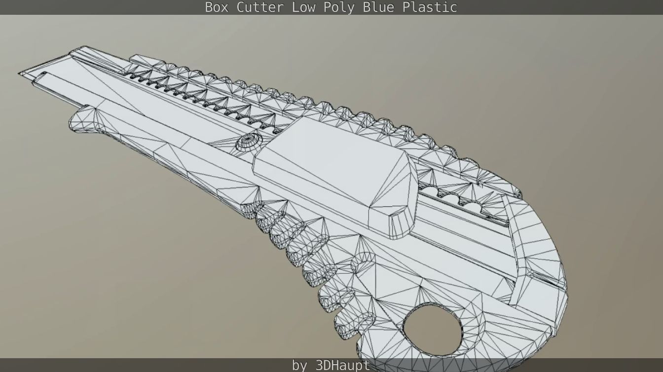 Box Cutter Lowpoly Blue Plastic - Gameready - PBR Textures Low-poly 3D model_93