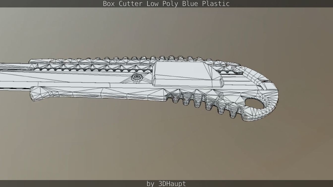 Box Cutter Lowpoly Blue Plastic - Gameready - PBR Textures Low-poly 3D model_96