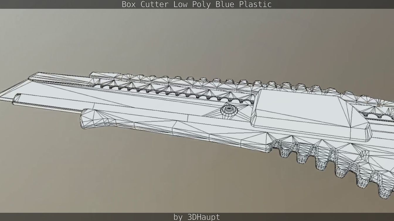 Box Cutter Lowpoly Blue Plastic - Gameready - PBR Textures Low-poly 3D model_104