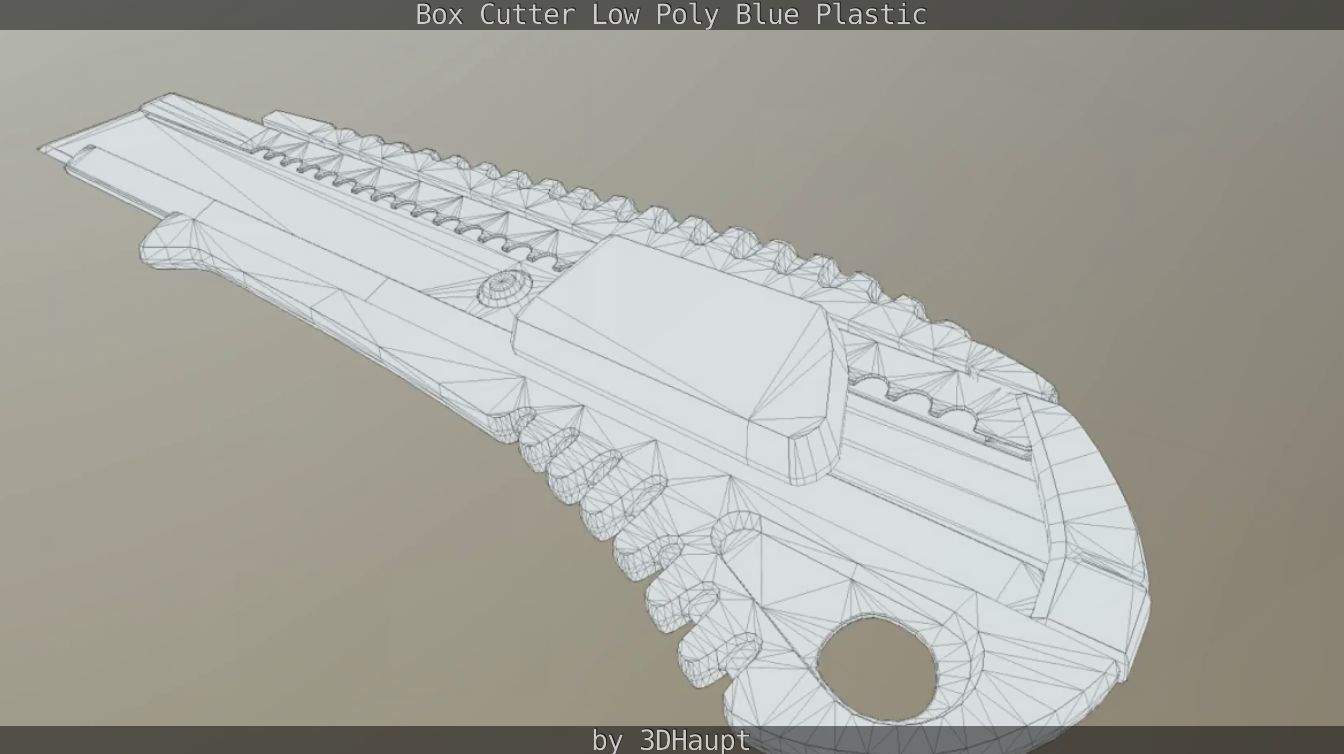 Box Cutter Lowpoly Blue Plastic - Gameready - PBR Textures Low-poly 3D model_95