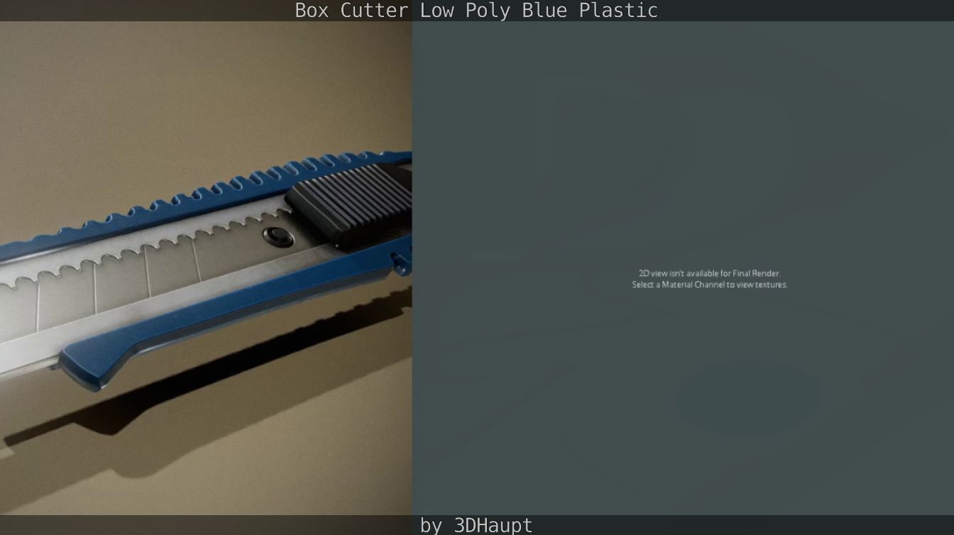 Box Cutter Lowpoly Blue Plastic - Gameready - PBR Textures Low-poly 3D model_71